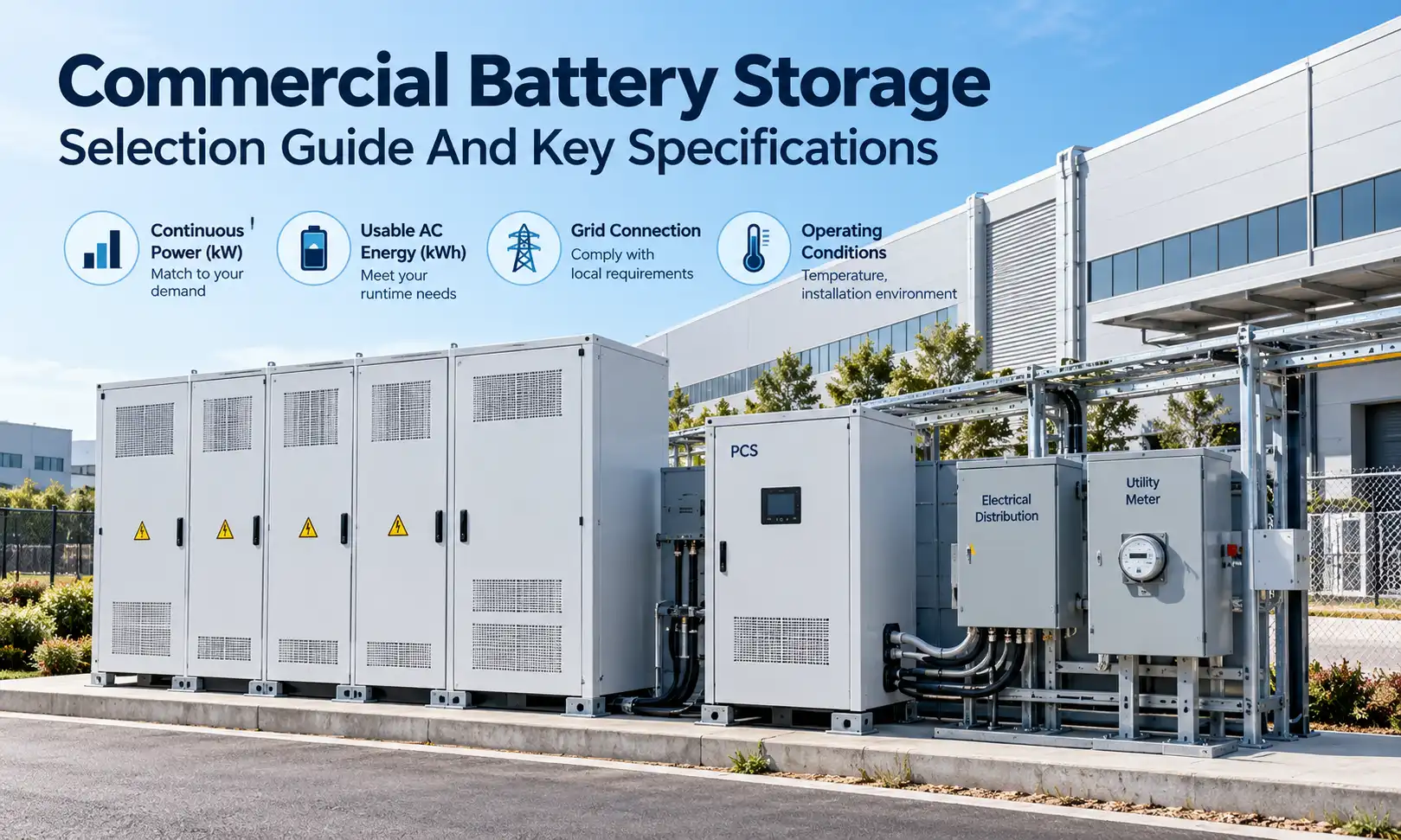 Commercial Battery Storage: Sizing & Specs That Matter