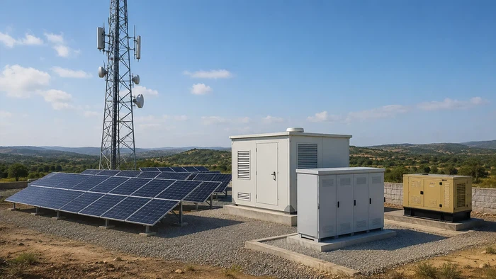 Off-grid telecom tower with solar battery energy storage Off-grid telecom tower with solar battery energy storage