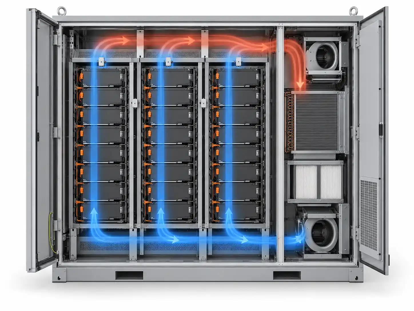 Air cooling airflow in a BESS Air cooling airflow in a BESS