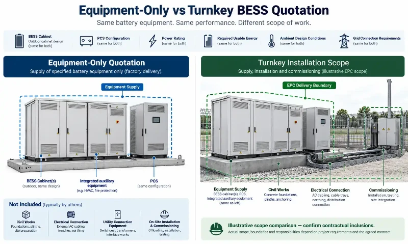 Equipment-only vs turnkey BESS scope Equipment-only vs turnkey BESS scope