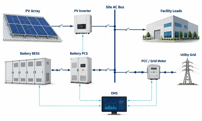 Commercial PV and BESS electrical connections to the grid Commercial PV and BESS electrical connections to the grid